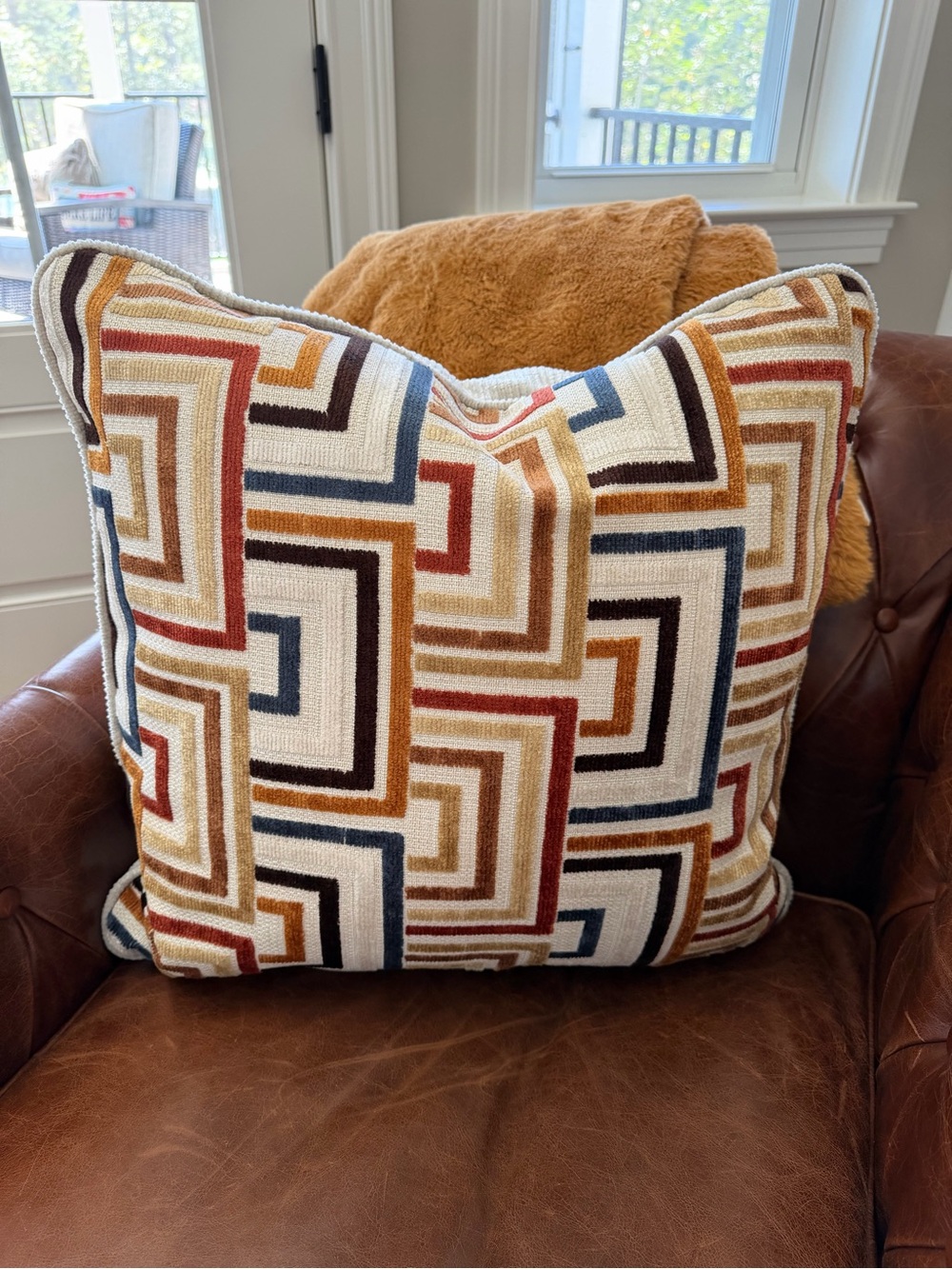 (2) Geometric Pattern Throw Pillows - Multi-Color - Picture 4 of 5